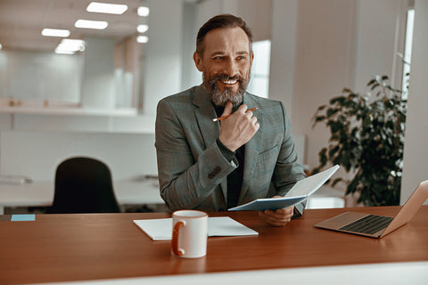 Executive man working in flow state