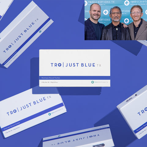 boxes of Just Blue with a picture of Boomer, Scott, and Ted at the upper left