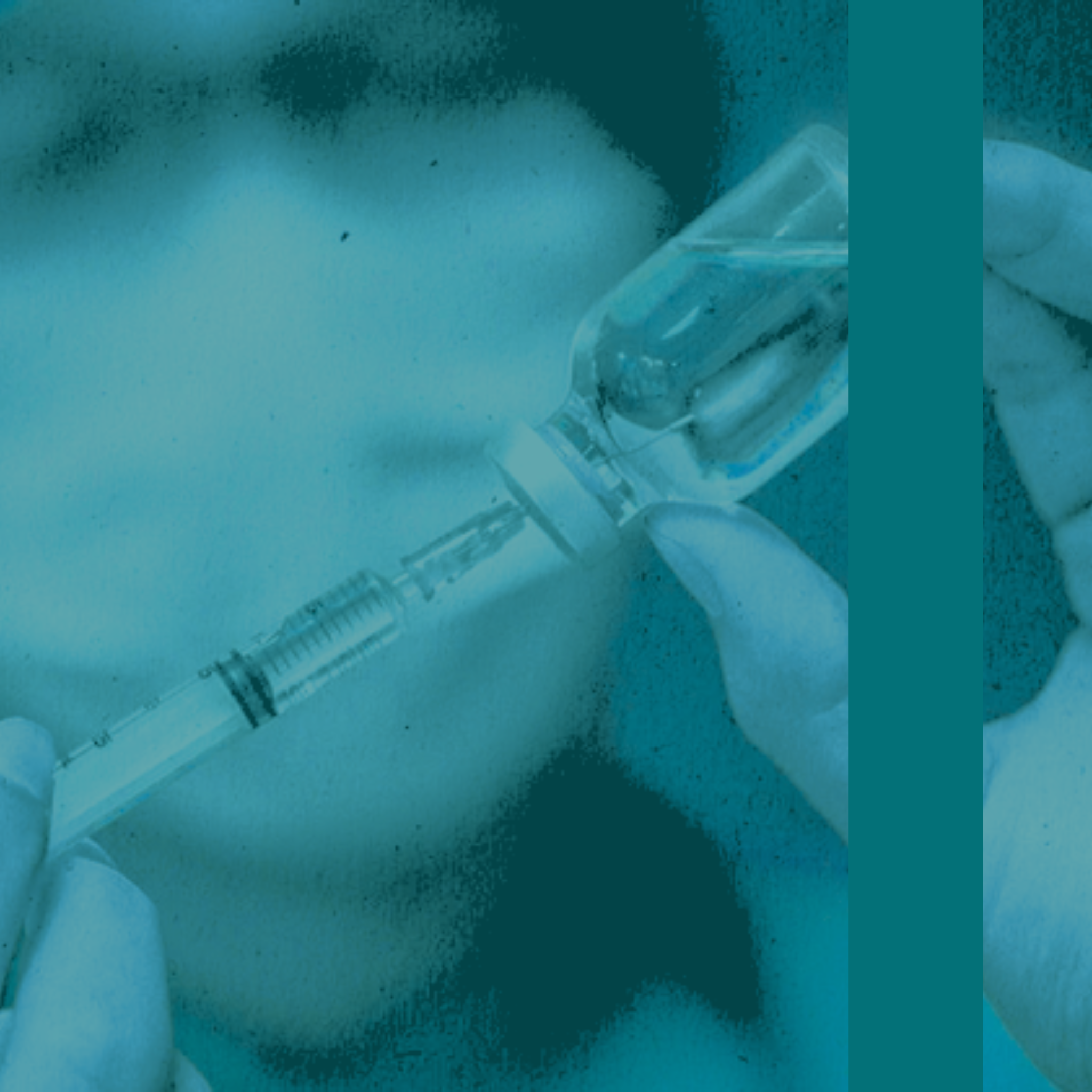 A health professional using a syringe to take medication out of a vial